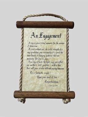 Vintage “An Engagement” Hanging Wooden Decoration